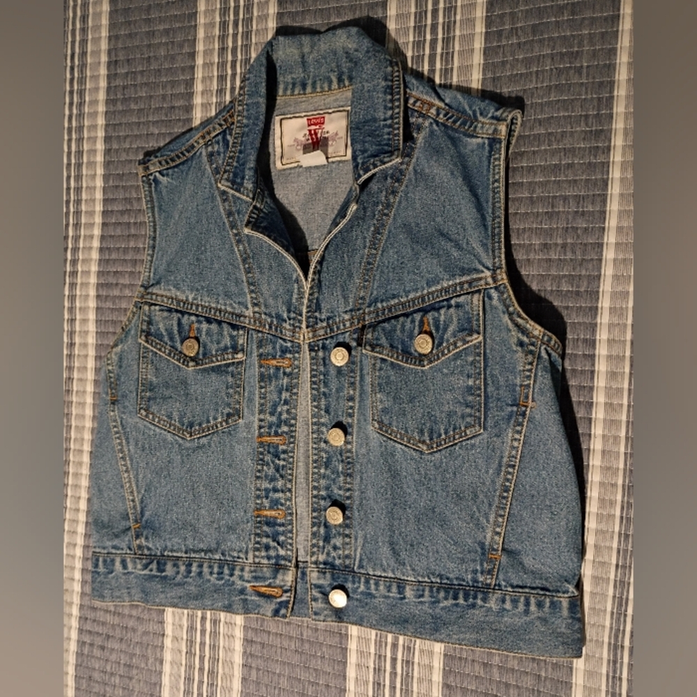 Levi's Blue Denim Sleeveless Jean Jacket Vest